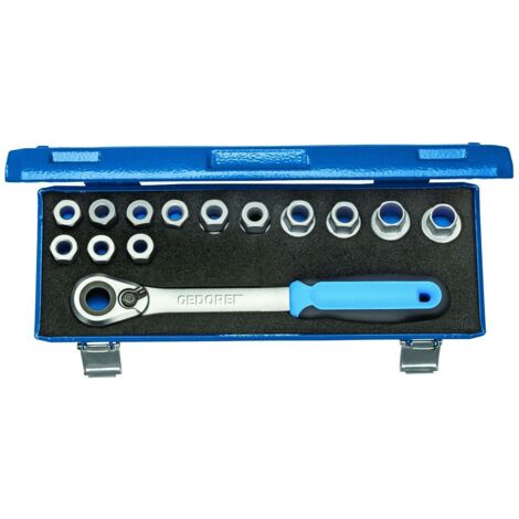 Jeu de clés à douille 19 SKU-20 1/2 po. 6 pans 14 pces 10 24 mm 6 pans mallette en (1/5)