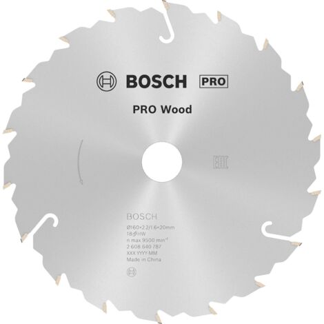 Lame de scie circulaire Bosch PRO Wood 160 x 2,2 x 20 mm - 2608640787