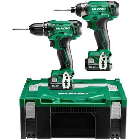 Hikoki – Perceuse-visseuse sans fil 12V avec 2 batteries 2.5Ah – Visseuse à chocs pour vissage rapide – Coffret HIK-System-Case II