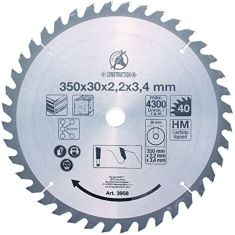 Bgs Technic – Lame de scie circulaire en métal dur 350 mm – 40 dents pour coupe précise – Diamètre alésage 30 mm – 3958 (1/3)