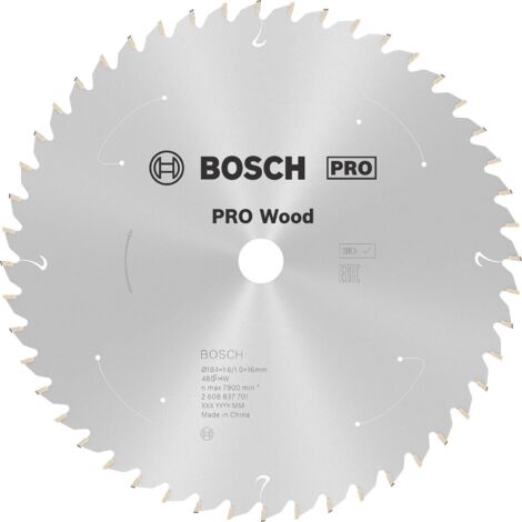 Lame de scie circulaire Bosch Standard pour bois, 184x1.6/1x16, 48 dents (1/5)