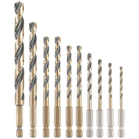 Jeu de forets à métaux DEWALT HSS-G 10 pcs. hex. (1/3)