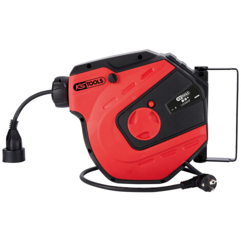 KS Tools - Enrouleur électrique mural, 3x1,5mm² - 15m - Rouge - 150.4217