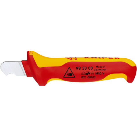 KNIPEX 98 53 03 Couteau de dénudage isolées par gaines bi-matière, certifiées VDE 170 mm
