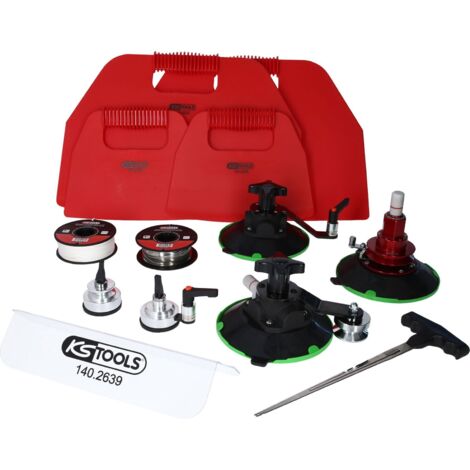 Kstools – Démonte pare-brises 13 pcs – Ventouses à pompe haute qualité – Force d'aspiration 25 kg – Démontage professionnel facile
