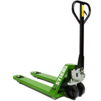 STIER Transpalette, vert, charge 2 500 kg, longueur des fourches 1 150 mm, chariot élévateur manuel, transpalette, galets en nylon, angle de braquage 210°, transpalette à main, transpalette 2 500 kg