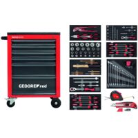 Gedore – Servante d'atelier roulante avec chariot – 6 tiroirs verrouillables – Capacité 25 kg par tiroir – Dimensions 628x910x418 mm – 119 pièces