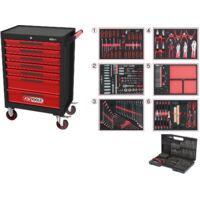 Servante d'atelier ECOline KS Tools NOIR/ROUGE avec 7 tiroirs et 598 outils d'excellente qualité