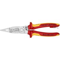 KNIPEX 13 96 200 T BK Pince pour installations électriques isolées avec gaines bi-matière, homologuées VDE avec œillet de fixation isolé intégré pour fixation d'un dispositif antichute chromée 200 mm