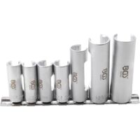 Bgs Technic – Coffret de 7 douilles fendues 10-19 mm – Entraînement carré 10 mm (3/8") – Acier chrome-vanadium – Pour vis coudées et composants câblés