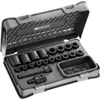 Facom – Jeu de douilles à chocs profonds 20 pièces – Taille d'entraînement 1/2' – 12 pans pour boulons et écrous – Coffret multi-outils