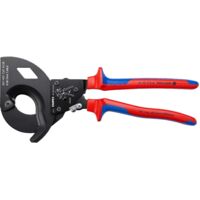 KNIPEX 95 32 315 A Coupe-câbles à cliquet pour câbles à blindage acier (câbles SWA) avec poignées multimatières noire laquée 315 mm