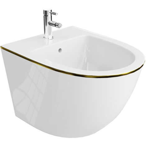 LAVITA Universal Wand-Bidet Sofi Gold Line mit Hahnloch und Überlaufschutz aus Keramik