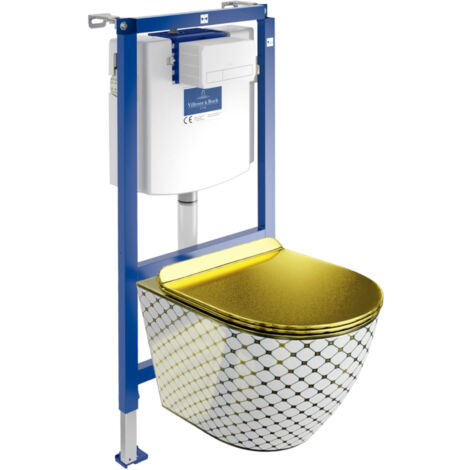 VILLEROY&BOCH WC Set mit Vorwandelement, Wand-WC und Spülknopf