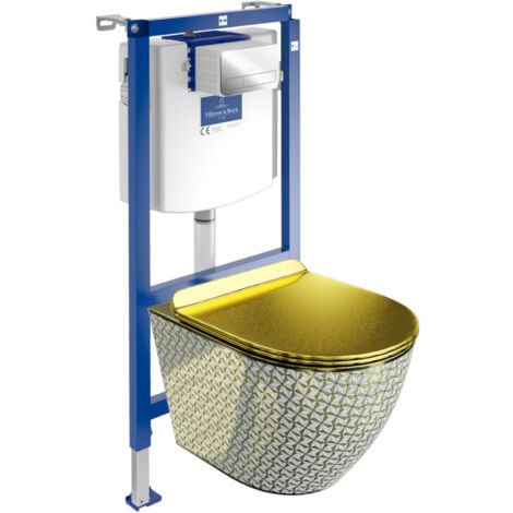 VILLEROY&BOCH WC Set mit Vorwandelement, Wand-WC und Spülknopf