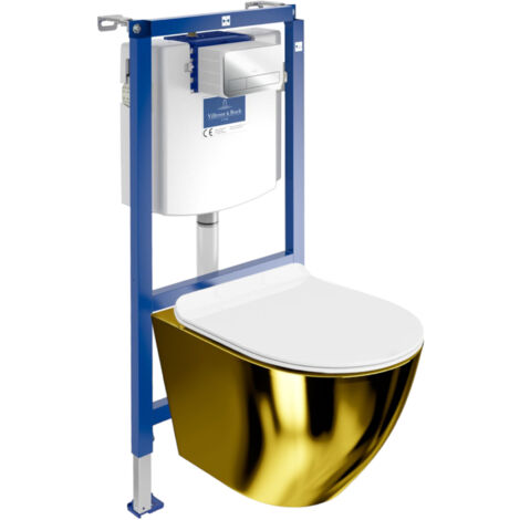VILLEROY&BOCH WC Set mit Vorwandelement, Wand-WC und Spülknopf