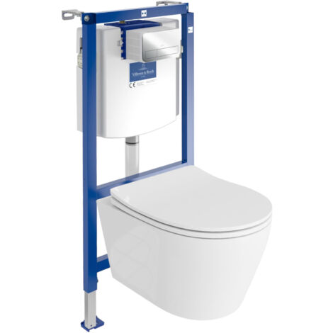 VILLEROY&BOCH WC Set mit Vorwandelement, Wand-WC und Spülknopf