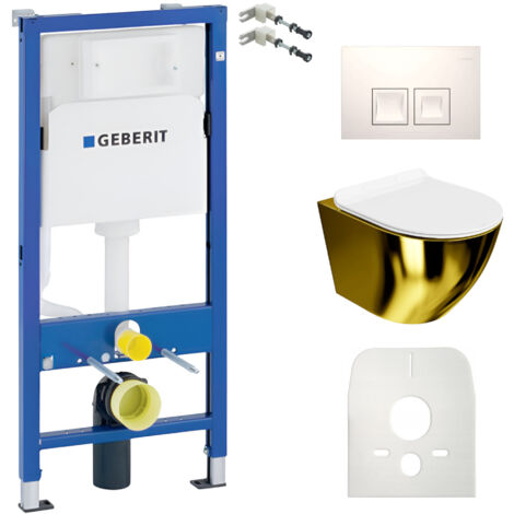 GEBERIT WC Set mit Vorwandelement, Wand-WC und Spülknopf