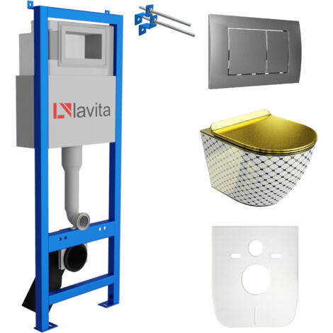 LAVITA WC Set mit Vorwandelement, Wand-WC und Spülknopf (1/5)