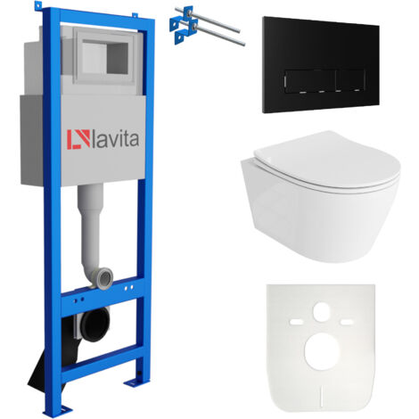 Lavita Hänge-WC Komplettset Mit Vorwandelement - Weiß, Spülrandlos