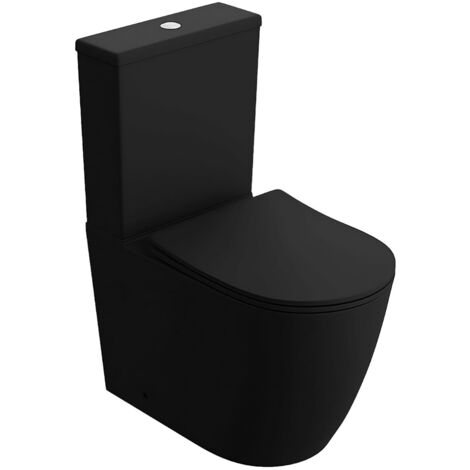 Einteilige Stand-WC mit eingebautem Spülkasten NAUTILIUS BLACK Komplett-Set