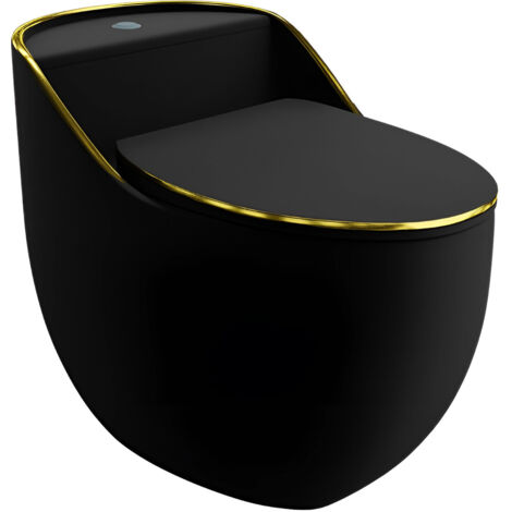 Einteilige Stand-WC mit eingebautem Spülkasten SILIA RIM BLACK/GOLD LINE 