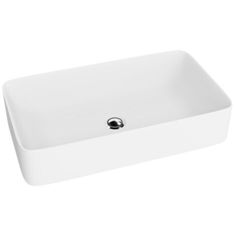 LAVITA Aufsatzwaschtisch Pasana White Matt Aufsatzwaschbecken Rechteckig Waschbecken ohne Überlauf und Hahnloch Aus hochwertigem Porzellan Waschtisch 60,5x34x11 cm Weiß Matt (1/4)