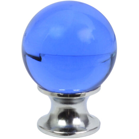 Domino Elegante Crystal D Möbelknopf 30mm in Chrom & Blau 