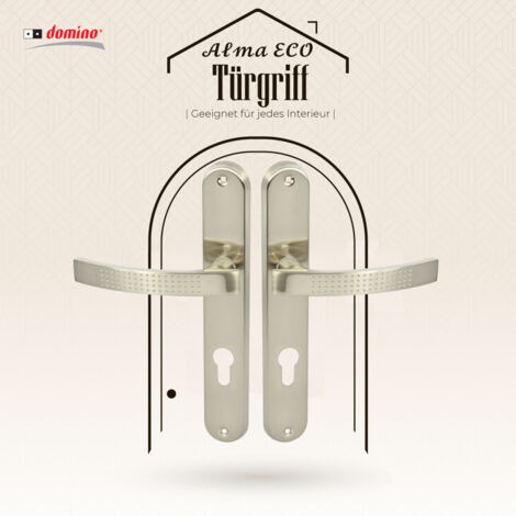 DOMINO Poignée De Porte ALMA-R ECO M9 PZ Poignée Avec Plaque PZ Pour Cylindre Profile Chromenickel Brillant 89810466