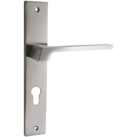 domino Türgriff 72 Drückergarnitur PZ - Profilzylinder Set Türklinke für Zimmertür, Bürotür, Kellertür & Innentür L-Form Türbeschläge aus Aluminium Nickel CANTORO M9 (1/5)