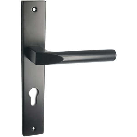 domino Türgriff 72 Drückergarnitur PZ - Profilzylinder Set Türklinke für Zimmertür, Bürotür, Kellertür & Innentür L-Form Türbeschläge aus Aluminium SchwarzCONO BLACK (1/5)