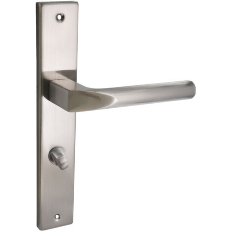 domino Türgriff 78 Drückergarnitur WC - Badezimmer Set Links & Rechts Türbeschlag für WC/Badezimmertüren L-Form Türbeschläge aus Aluminium Nickel Türdrückergarnitur CONO  M9 (1/5)