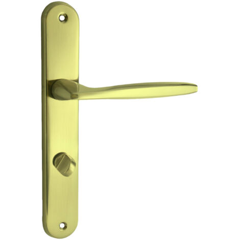 domino Türgriff 78 Drückergarnitur WC - Badezimmer Set Links & Rechts Türbeschlag für WC/Badezimmertüren L-Form Türbeschläge aus Aluminium Messing Gold Türdrückergarnitur MIA M1 (1/5)