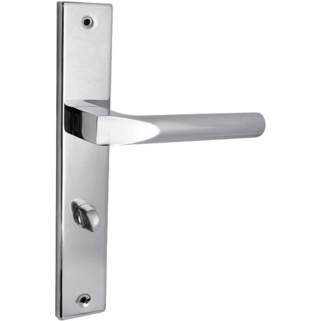 domino Türgriff 78 Drückergarnitur WC - Badezimmer Set Links & Rechts Türbeschlag für WC/Badezimmertüren L-Form Türbeschläge aus Aluminium glänzendes ChromTürdrückergarnitur CONO M6 (1/5)