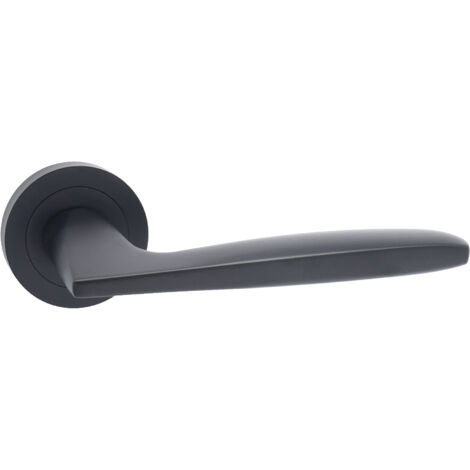 domino Türgriff Drückergarnitur Türklinke für Zimmertür, Bürotür, Kellertür & Innentür Türbeschläge aus Aluminium Schwarz Türdrückergarnitur MIA-R BLACK