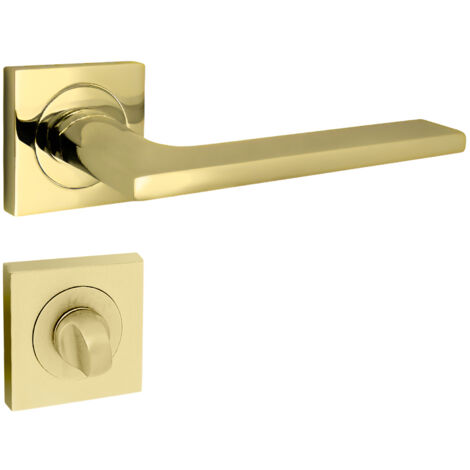 domino Türgriff Drückergarnitur WC - Badezimmer Set mit quadratischen Rosetten für Badezimmertüren Set WC - Rosetten-Garnitur Türbeschläge aus Aluminium Messing LINEA-QR M1 (1/5)