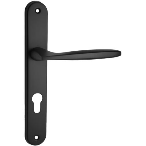 domino Türgriff 72 Drückergarnitur PZ - Profilzylinder Set Türklinke für Zimmertür, Bürotür, Kellertür & Innentür L-Form Türbeschläge aus Aluminium SchwarzMIA BLACK (1/5)