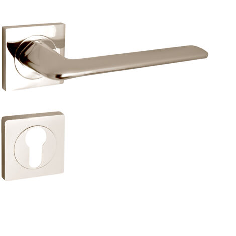 domino Türgriff Drückergarnitur PZ - Profilzylinder Set quadratische Rosette Türklinke für Zimmertür, Bürotür, Kellertür & Innentür Türbeschläge aus Aluminium  Nickel K ROMBO-QR M9 (1/5)