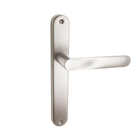 domino Türgriff 78 Drückergarnitur WC - Badezimmer Set Links & Rechts Türbeschlag für WC/Badezimmertüren L-Form Türbeschläge aus Aluminium glänzendes Chrom Türdrückergarnitur OVAL M6 (1/5)