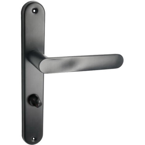domino Türgriff 78 Drückergarnitur WC - Badezimmer Set Links & Rechts Türbeschlag für WC/Badezimmertüren L-Form Türbeschläge aus Aluminium Schwarz Türdrückergarnitur OVAL BLACK (1/5)