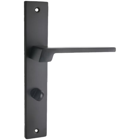 domino Türgriff 78 Drückergarnitur WC - Badezimmer Set Links & Rechts Türbeschlag für WC/Badezimmertüren L-Form Türbeschläge aus Aluminium Schwarz Türdrückergarnitur CANTORO BLACK (1/5)