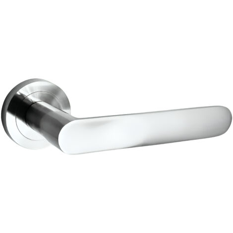 domino Türgriff Drückergarnitur Türklinke für Zimmertür, Bürotür, Kellertür & Innentür Türbeschläge aus Aluminium glänzendes Chrom Türdrückergarnitur OVAL-R M6 (1/5)