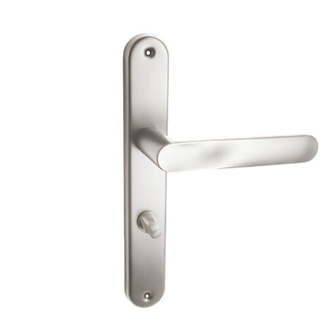 domino Türgriff 72 Drückergarnitur PZ - Profilzylinder Set Türklinke für Zimmertür, Bürotür, Kellertür & Innentür L-Form Türbeschläge aus Aluminium Nickel OVAL M9 (1/5)