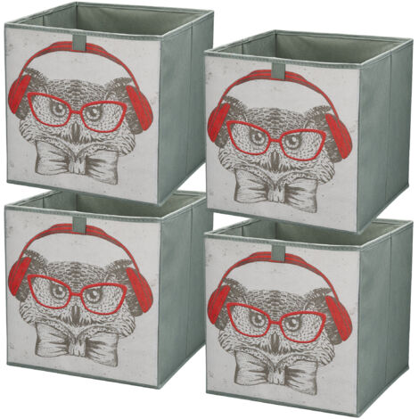 Storage Box  faltbare Aufbewahrung Boxen 31 x 31 x 31 cm  Eule  4 stück (1/5)