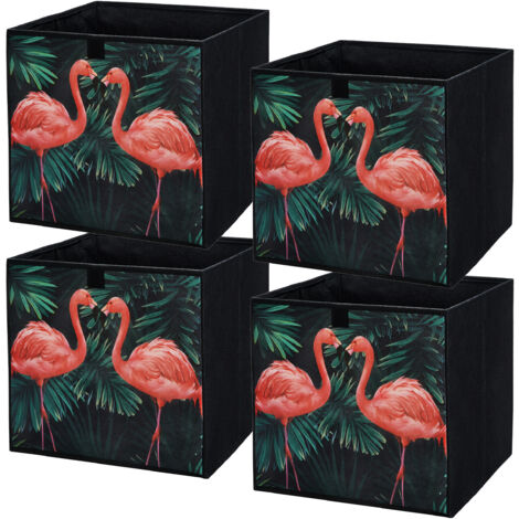 Storage Box faltbare Aufbewahrung Boxen 31 x 31 x 31 cm Flamingos 4 stück (1/5)