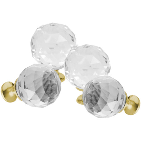 Domino Elegante Crystal Palace Möbelknopf 30mm in Gold & Weiß 4 Stück