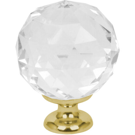 Domino Elegante Crystal Palace Möbelknopf 30mm in Gold & Weiß 