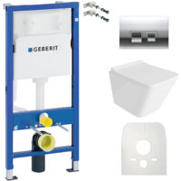 GEBERIT WC Set mit Vorwandelement, Wand-WC und Spülknopf