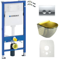 GEBERIT WC Set mit Vorwandelement, Wand-WC und Spülknopf