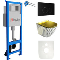 LAVITA WC Set mit Vorwandelement, Wand-WC und Spülknopf